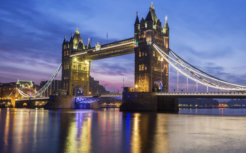 Famous Tower Bridge in the evening, London, England