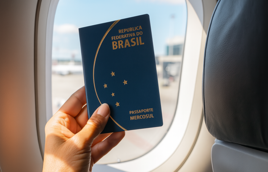 Passaporte Brasileiro no Avião